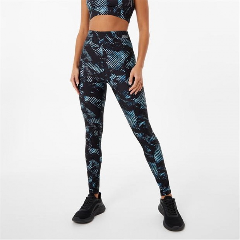 Black Blue Everlast Contour Women\'s Legging | 31074LVEB