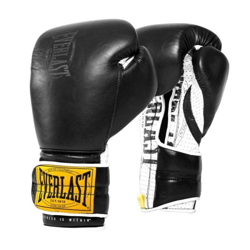 Black Everlast 1910 Classic Sparring Unisex Boxing Gloves | 72304KQDW