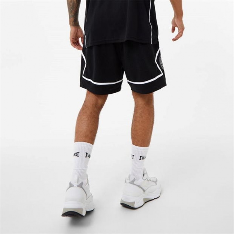 Black Everlast Basketball Panel Men's Shorts | 68329TUSR