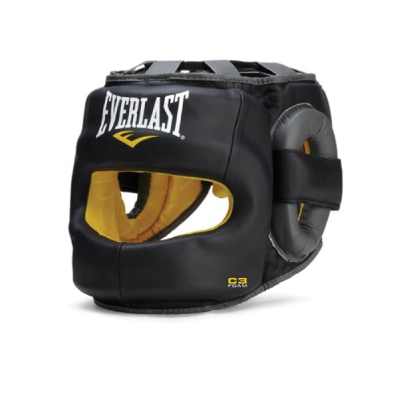 Black Everlast C3 Safemax Professional Unisex Boxing Headgear | 82709TUSO