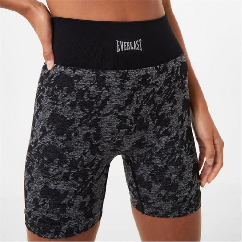 Black Everlast Camo Women's Shorts | 76391FAYK