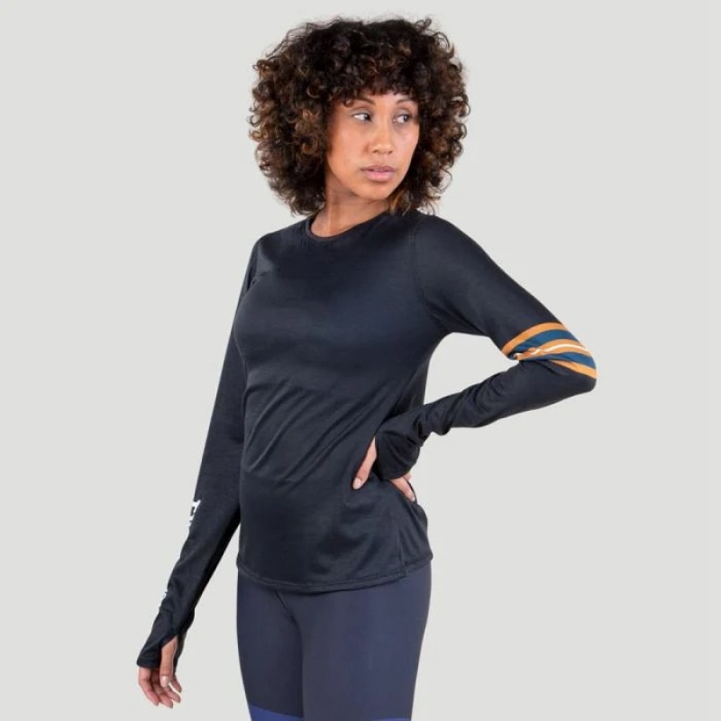 Black Everlast Colorplay Long Sleeve Women's T-Shirt | 73962NFRY