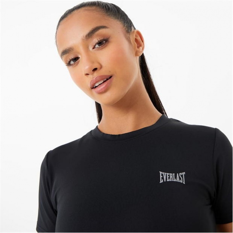 Black Everlast Crew Fit Women's T-Shirt | 70136EOFX