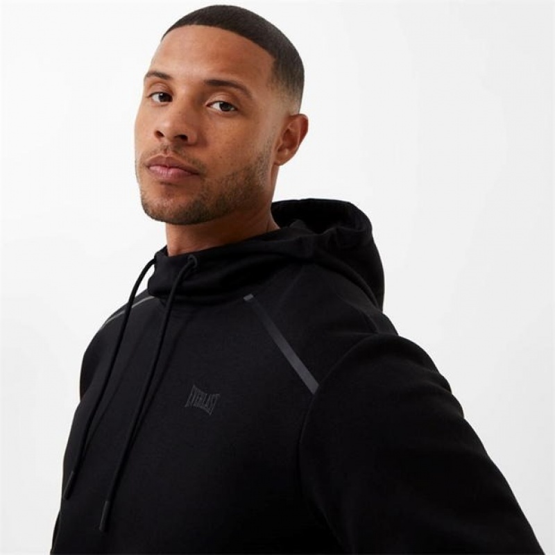 Black Everlast Elevated Overhead Men's Hoodie | 61052XQJG