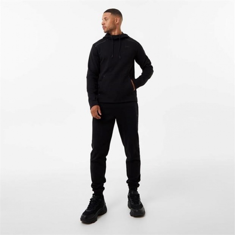 Black Everlast Elevated Overhead Men's Hoodie | 61052XQJG