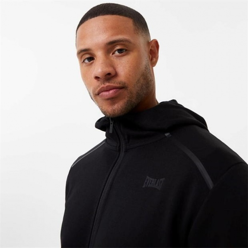 Black Everlast Elevated Zip Through Men's Hoodie | 07592XSPQ