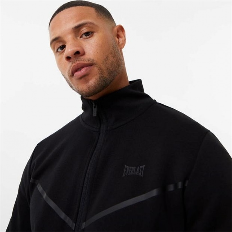 Black Everlast Elevated Zip Through Top Men's Hoodie | 46972LBRM