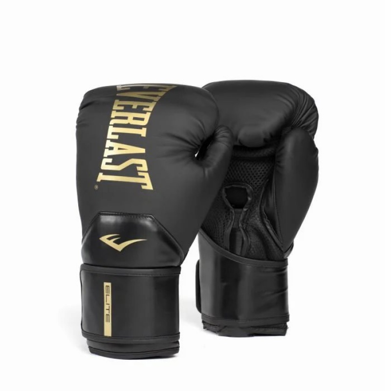 Black Everlast Elite 2 Unisex Boxing Gloves | 25806QDLN