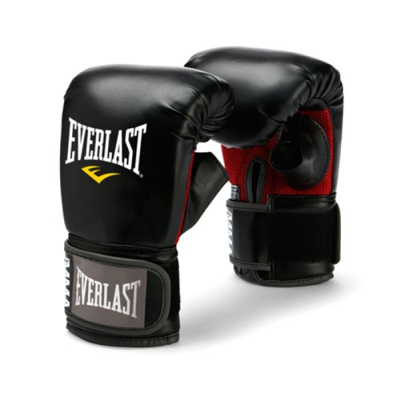 Black Everlast Elite Heavy Bag Unisex MMA Gloves | 68542CJDB