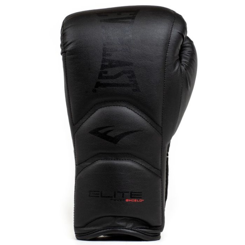 Black Everlast Elite Hook & Loop Training Unisex Boxing Gloves | 40961XZBH