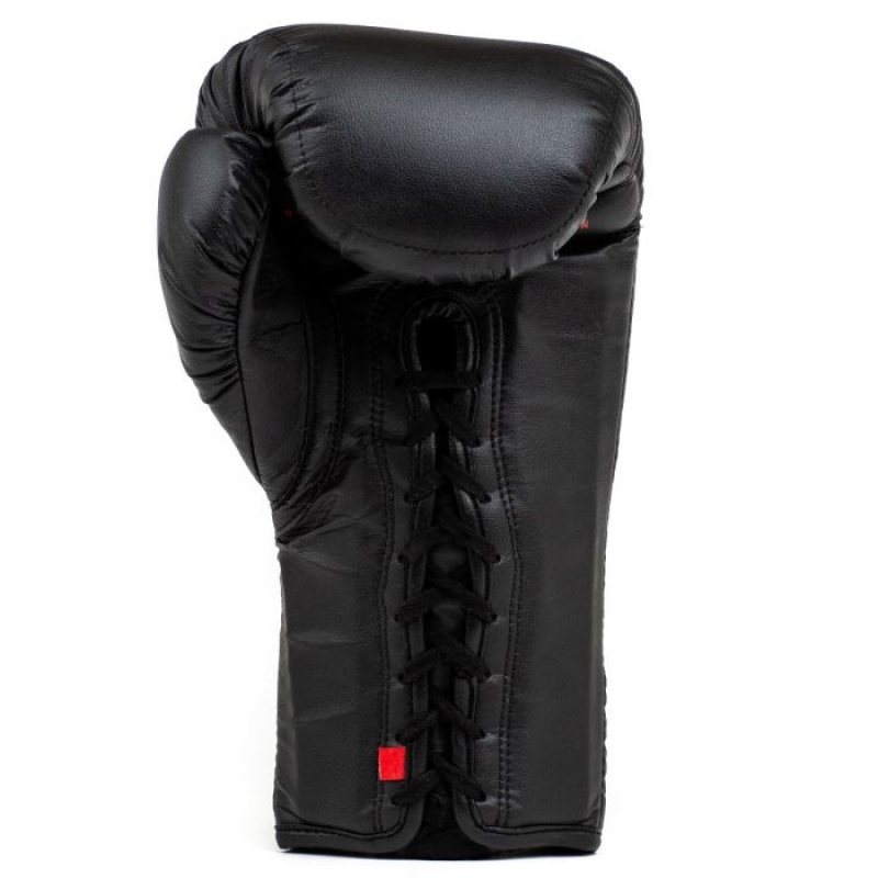 Black Everlast Elite Laced Training Unisex Boxing Gloves | 62407JIUV