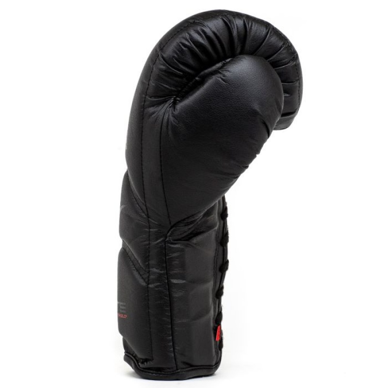 Black Everlast Elite Laced Training Unisex Boxing Gloves | 62407JIUV