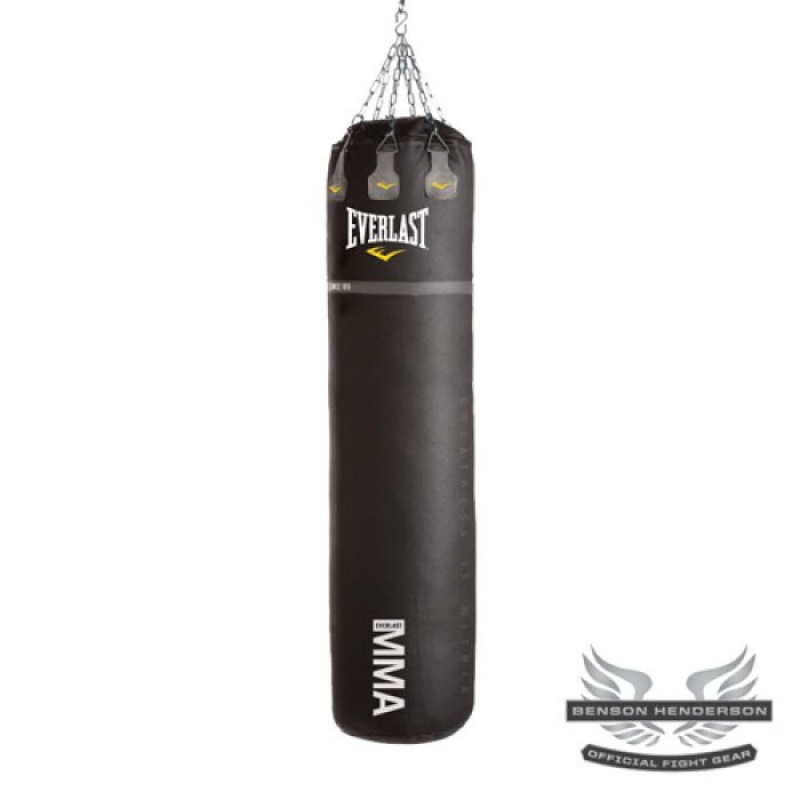 Black Everlast Elite Super Leather Muay Thai Unisex MMA Punching Bags | 69285GNCT