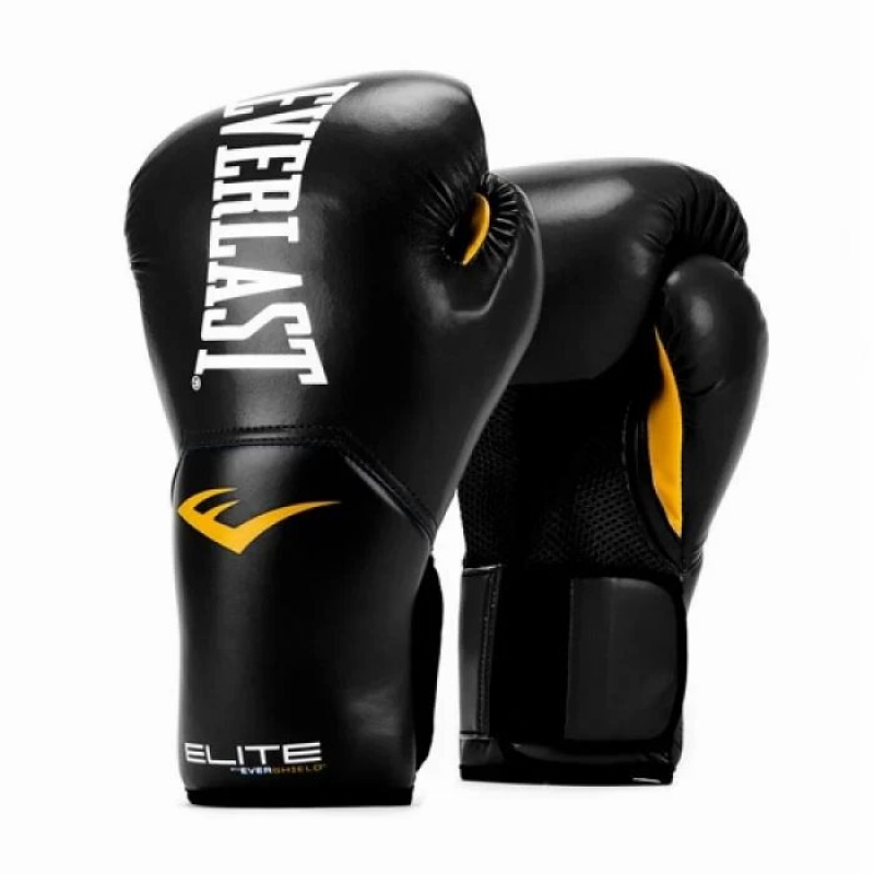 Black Everlast Elite Unisex Training Gloves | 47026XKCF