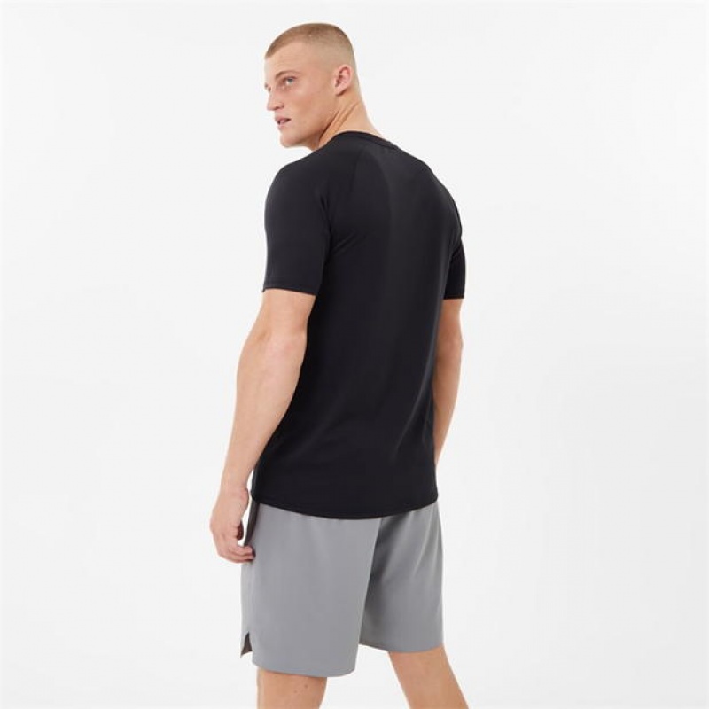 Black Everlast Essential Poly Men's T-Shirt | 62051CYXA