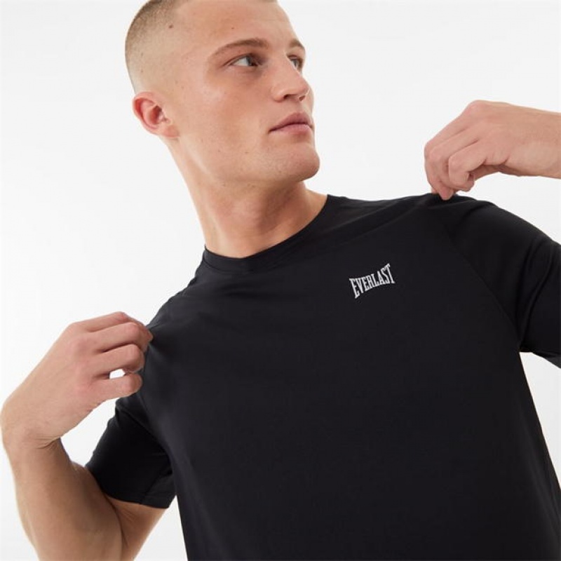 Black Everlast Essential Poly Men's T-Shirt | 62051CYXA