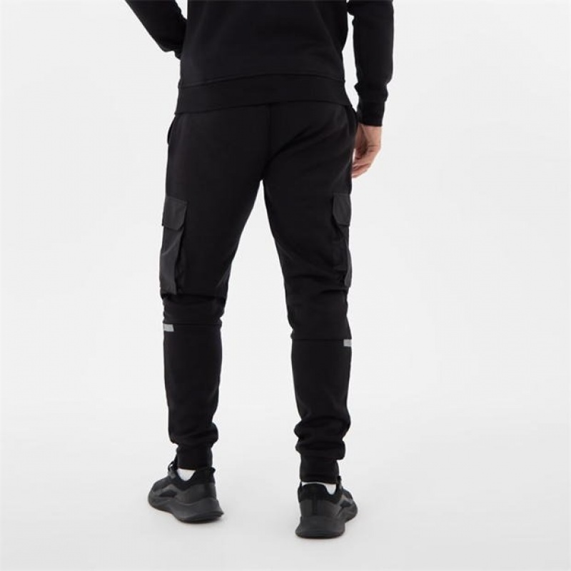 Black Everlast Fleece Cargo Men's Sweatpants & Joggers | 02786EXUH