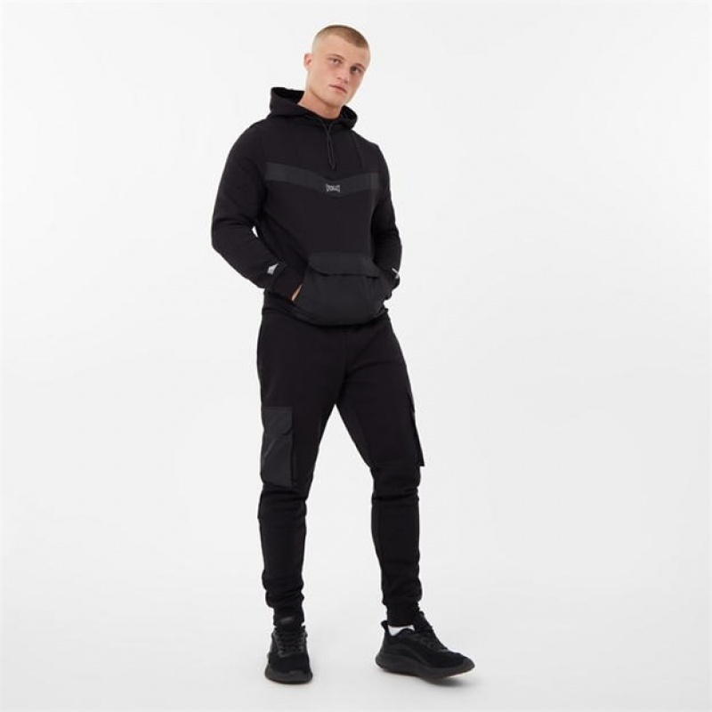 Black Everlast Fleece Cargo Men's Sweatpants & Joggers | 02786EXUH