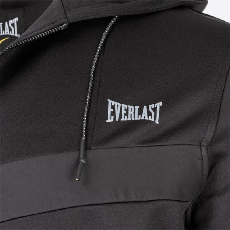 Black Everlast Full Zip Hd Sn41 Men's Hoodie | 10523ULET