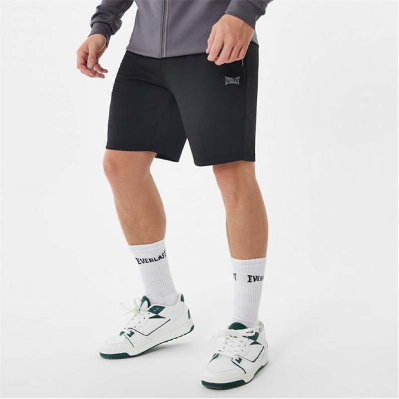 Black Everlast Interlock Men's Shorts | 12507LJKO