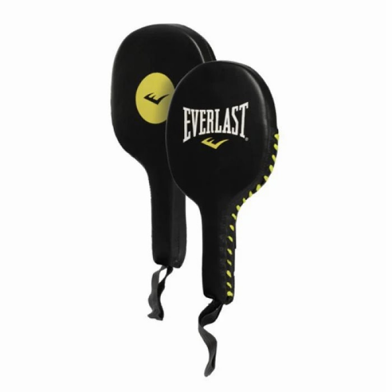 Black Everlast Leather Unisex Punch Mitts | 48190KWXB