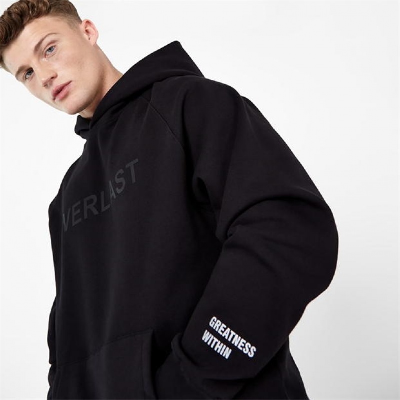 Black Everlast Lifestyle Men's Hoodie | 36475JPWS