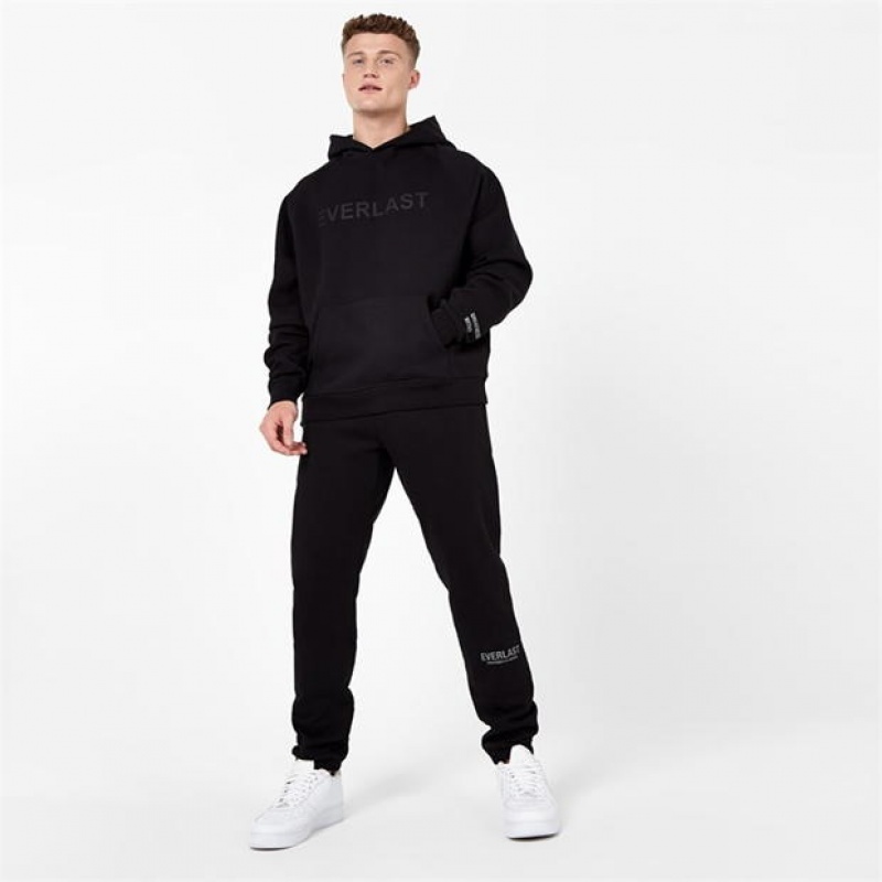 Black Everlast Lifestyle Men's Hoodie | 36475JPWS