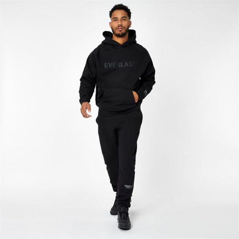 Black Everlast Lifestyle Men's Hoodie | 36475JPWS