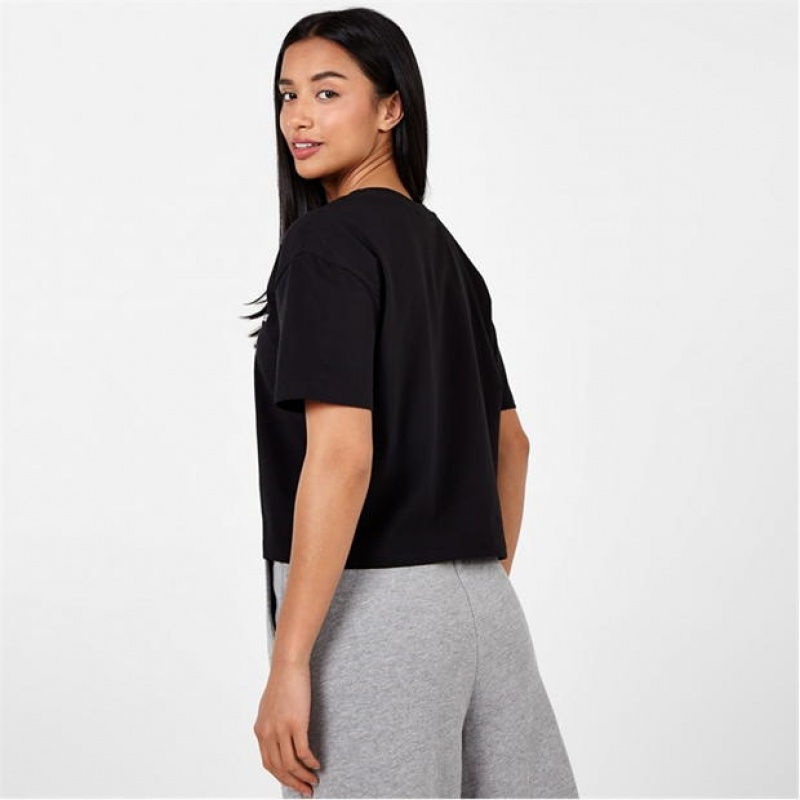 Black Everlast Logo Crop Women's T-Shirt | 60395LBZW