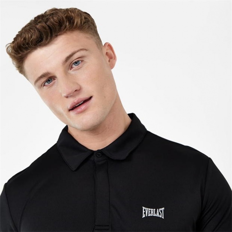 Black Everlast Logo Men's Polo | 68301DLWE