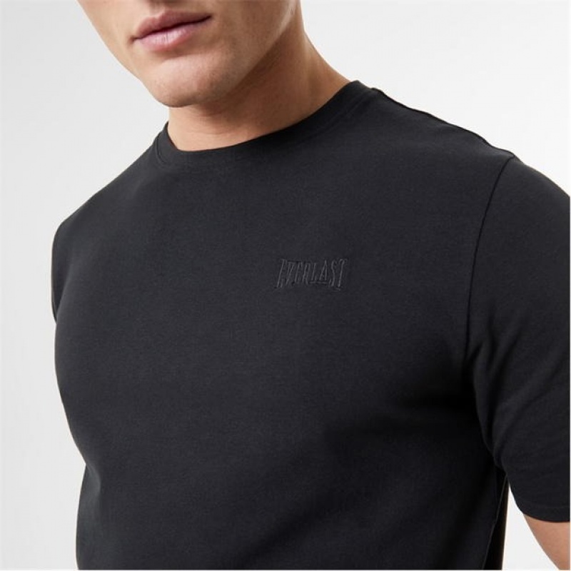 Black Everlast Logo Men's T-Shirt | 38294HCAR