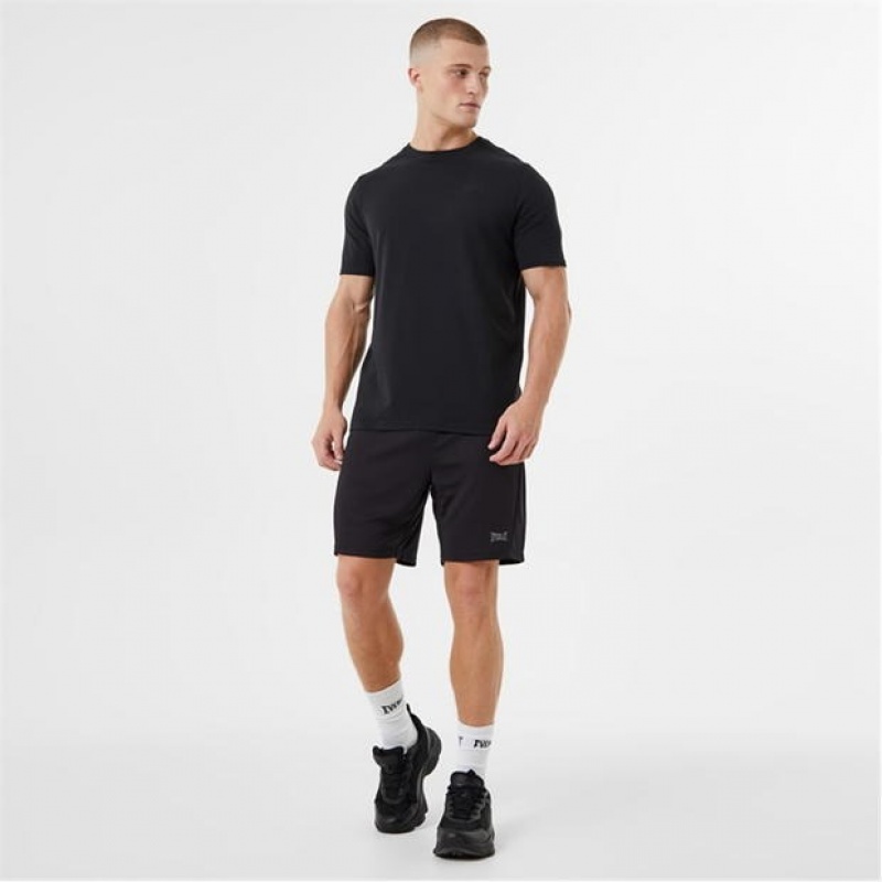 Black Everlast Logo Men's T-Shirt | 38294HCAR