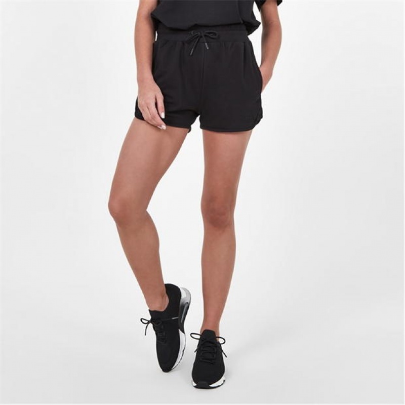 Black Everlast Logo Women's Shorts | 30678RHSA