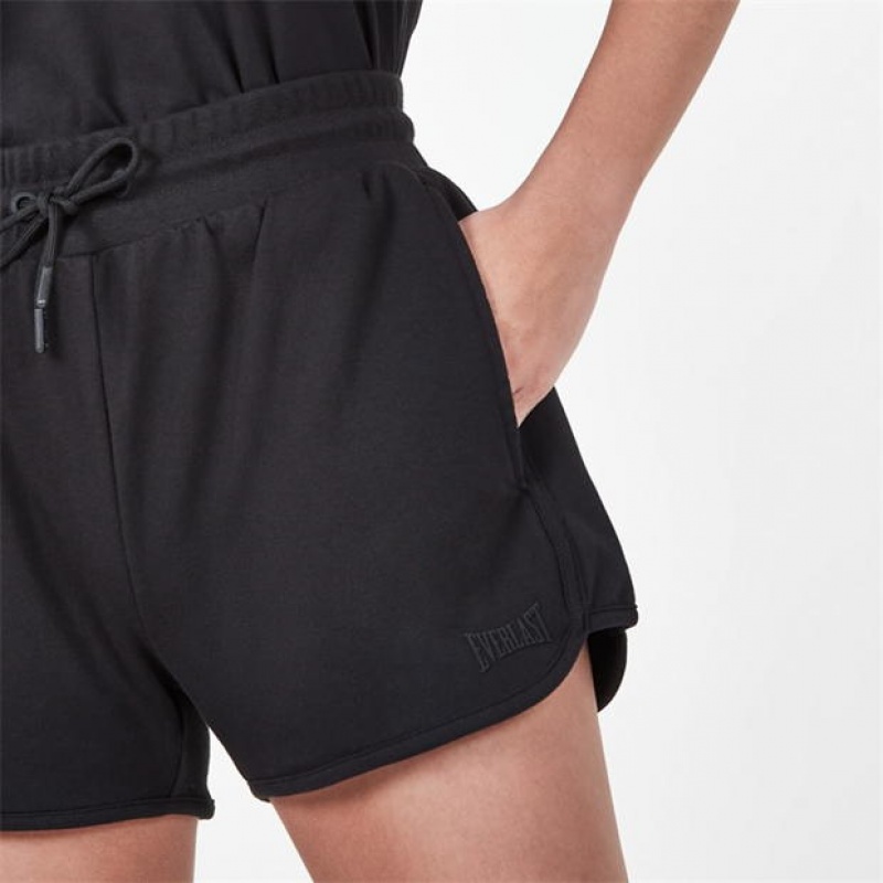 Black Everlast Logo Women's Shorts | 30678RHSA