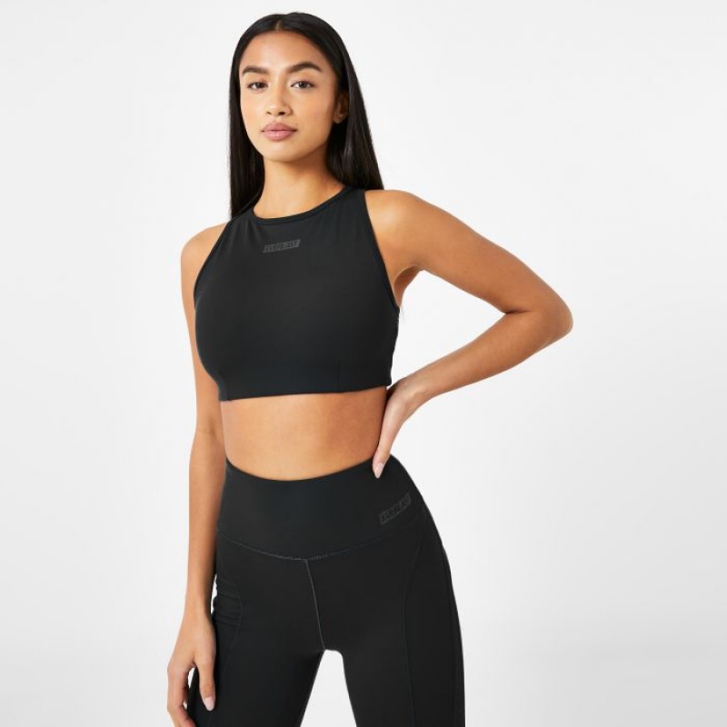 Black Everlast Medium Support Women's Sports Bra | 86591KMFW