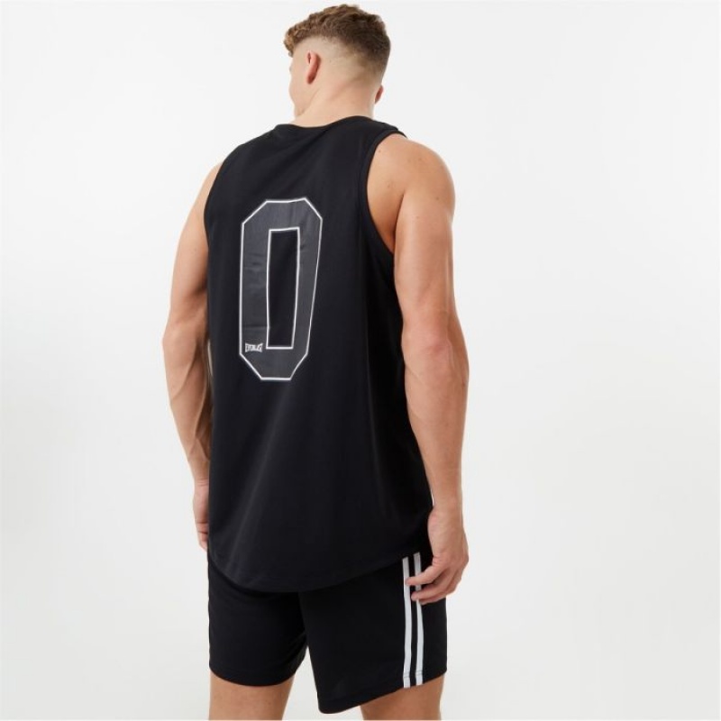 Black Everlast Men's Baketball Jersey | 84762SPBC