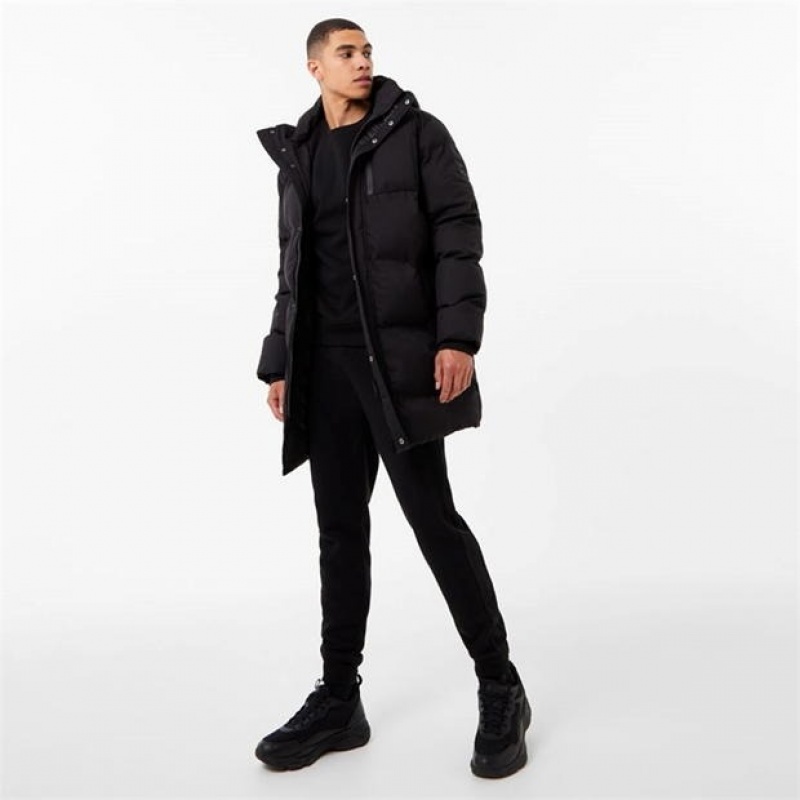 Black Everlast Mid-Length Puffer Men's Jackets | 63041CIMF