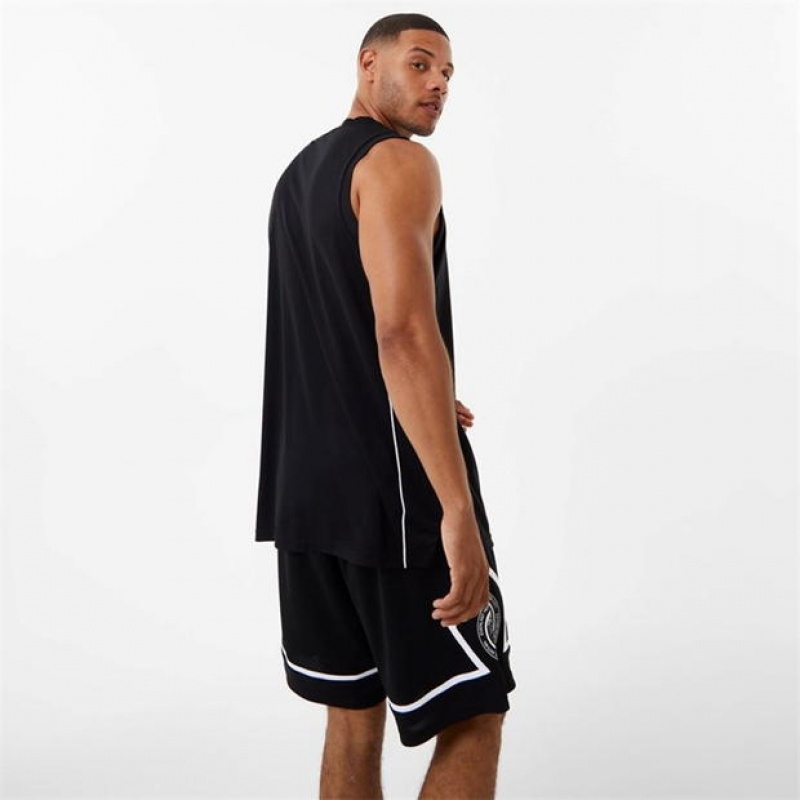 Black Everlast Panel Men's Baketball Jersey | 27986ONWP