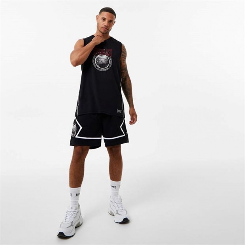 Black Everlast Panel Men's Baketball Jersey | 27986ONWP