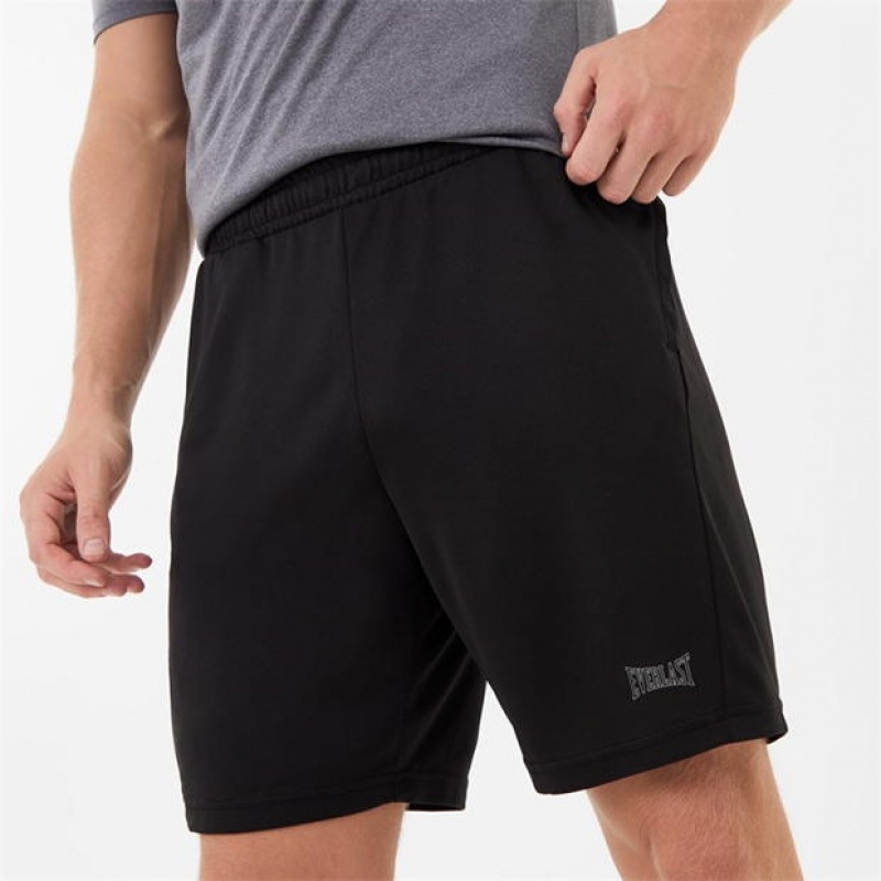 Black Everlast Poly 8 Men's Shorts | 17685VFMR