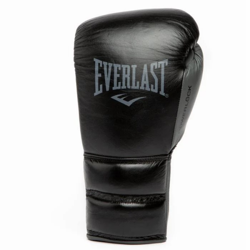 Black Everlast Powerlock2 Pro Fight Unisex Boxing Gloves | 70235HBOX