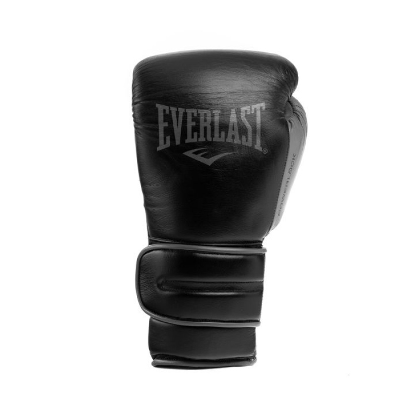 Black Everlast Powerlock2 Pro Hook & Loop Unisex Training Gloves | 05712VYOG