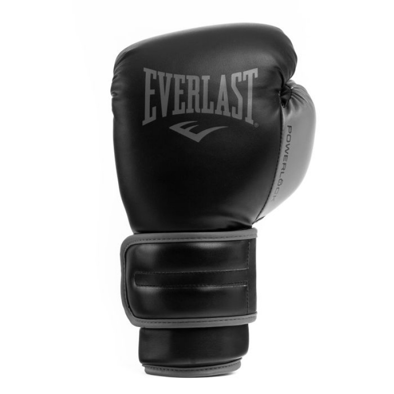 Black Everlast Powerlock2 Training Unisex Boxing Gloves | 20947PMCO