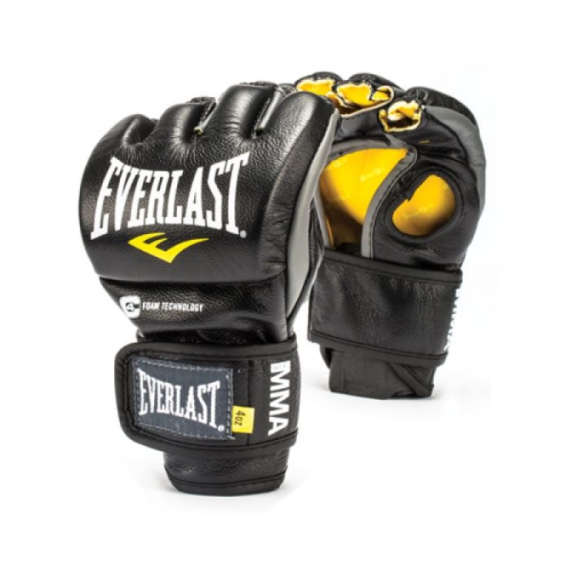 Black Everlast Powerlock Fight Unisex MMA Gloves | 49175ARXE