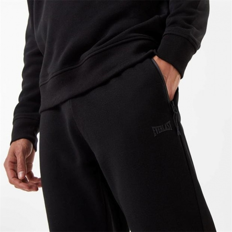 Black Everlast Premium Closed Hem Men's Sweatpants & Joggers | 64729ASLD