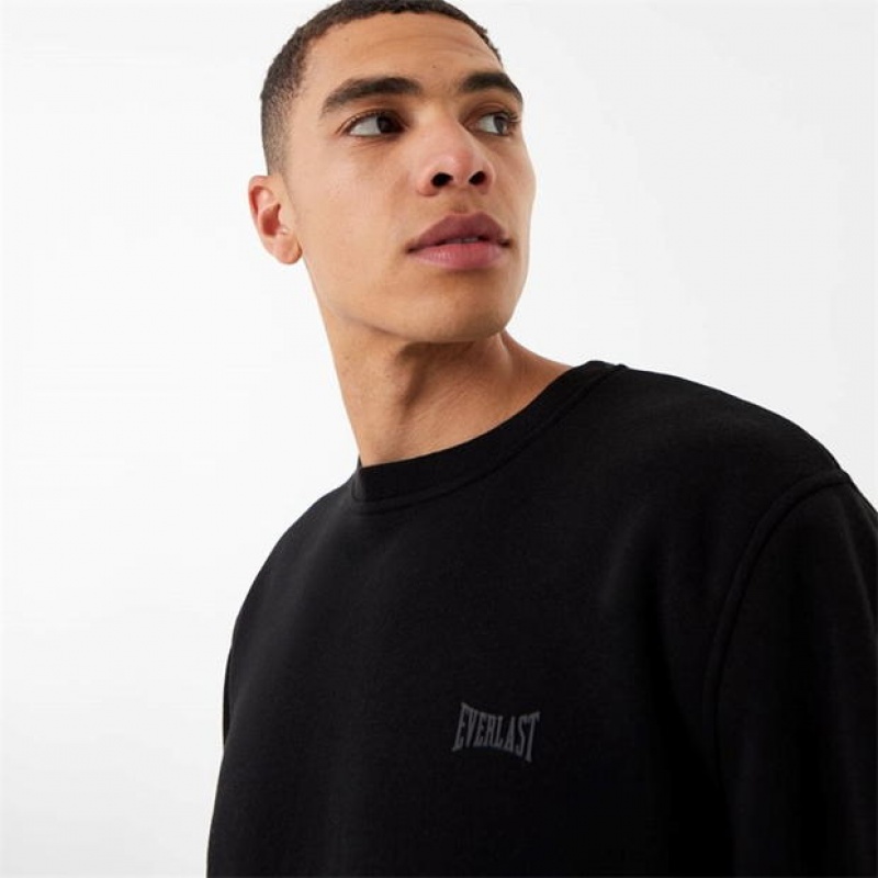 Black Everlast Premium Crew Men's Sweatshirt | 26459ZVFY