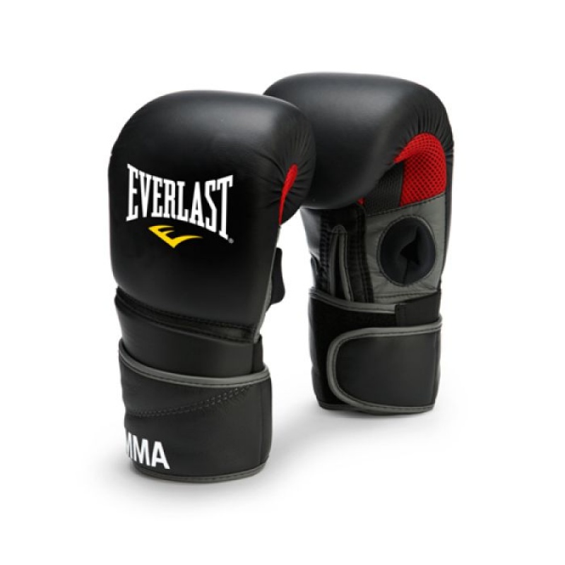 Black Everlast Protex2 Clinch Strike Pro Unisex MMA Gloves | 15276FOPK