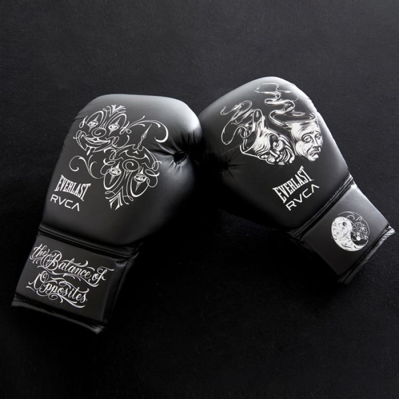 Black Everlast RVCA Mister Cartoon MIM Unisex Boxing Gloves | 21687OSUE