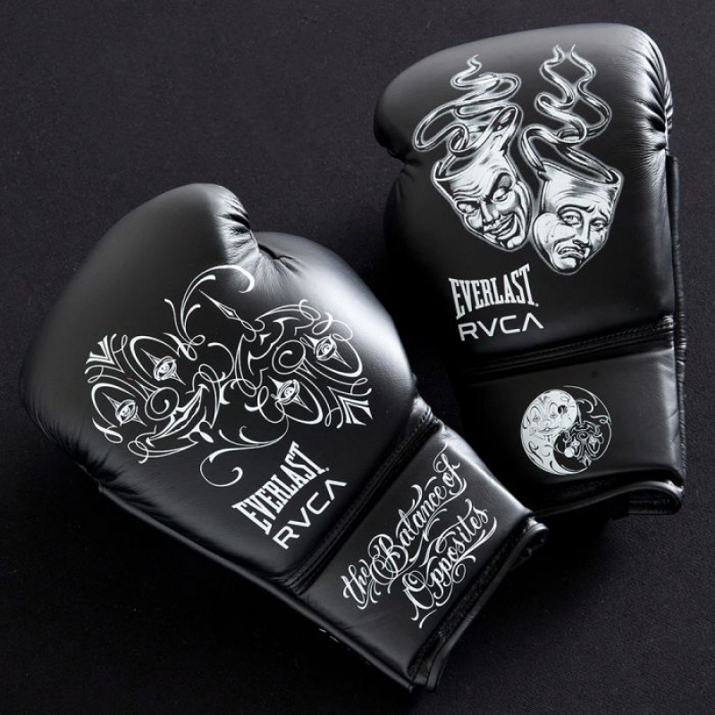 Black Everlast RVCA Mister Cartoon MIM Unisex Boxing Gloves | 21687OSUE