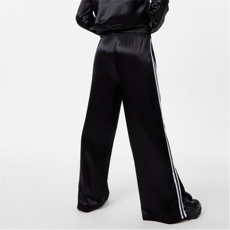 Black Everlast Satin Wide Leg Women's Sweatpants & Joggers | 86491VEKZ